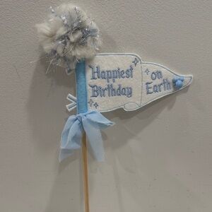 Blue and White Birthday Party Flag